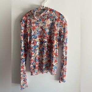 Floral rollneck long sleeves top